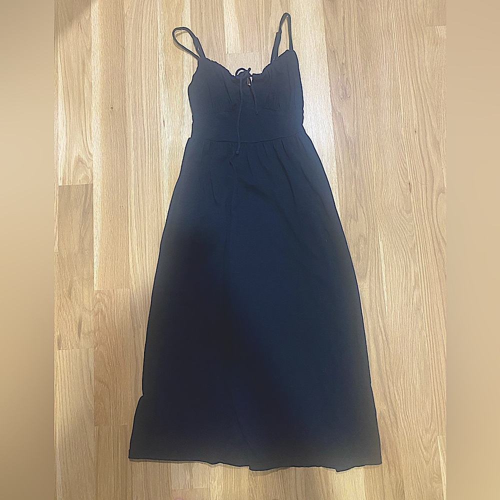 Black casual midi dress